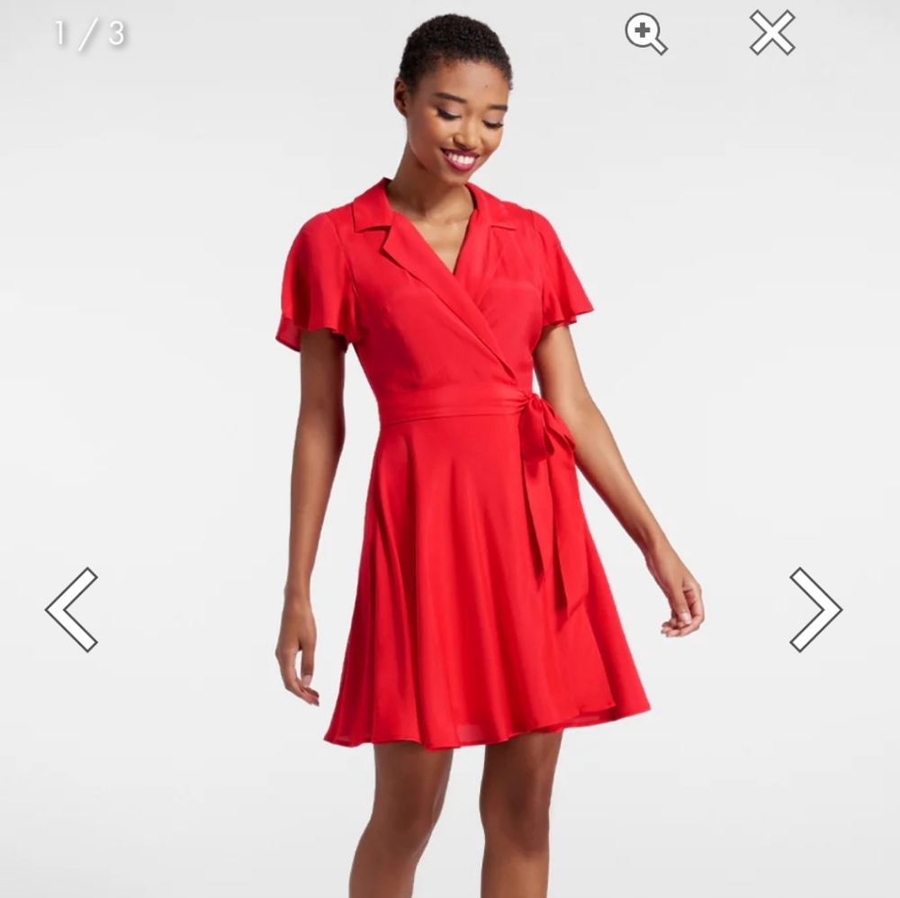 Modcloth Red Flutter Sleeve Wrap Dress